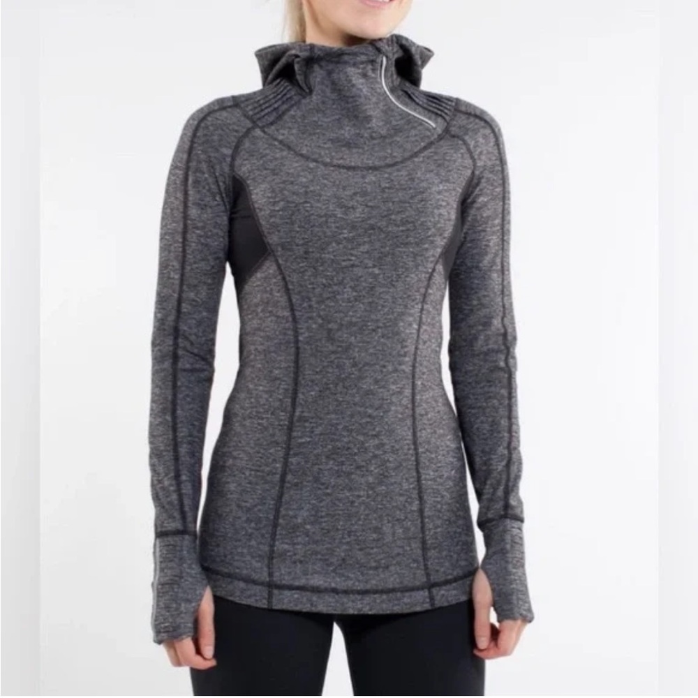 Lululemon Run- Back on Track Pullover hoodie with ponytail slit. Size 6